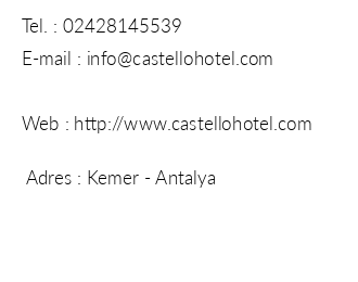 Castello Hotel iletiim bilgileri